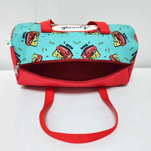 Personalized Car Printed Kids Duffle Bag with Wet Pouch Gift Combo